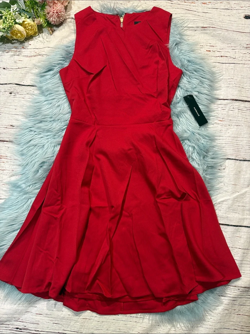 NWT Lulus Just Us Red Open Back Mini Skater Dress - Picture 6 of 9